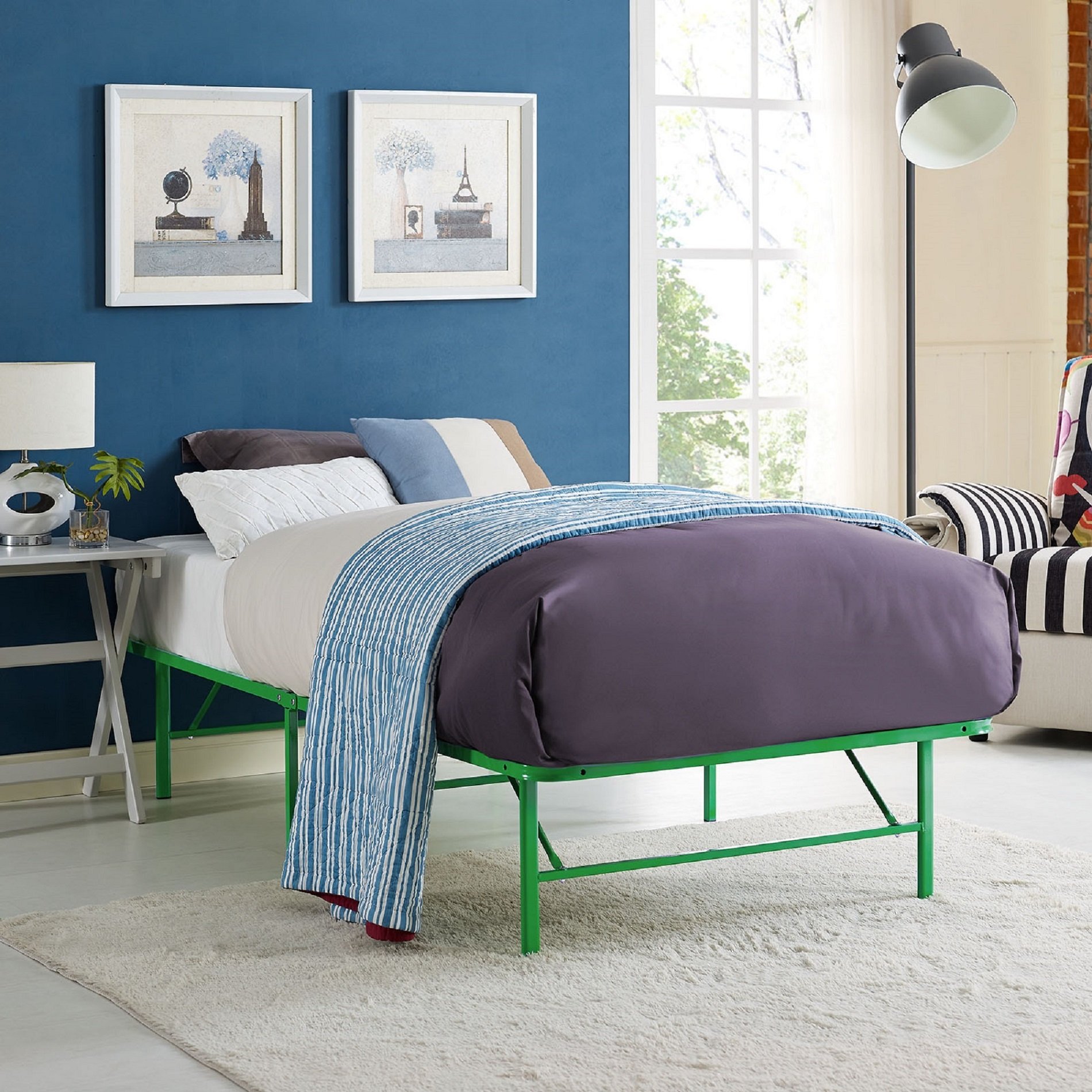 Amazon.com: Modway Horizon Twin Bed Frame In Green - Replaces Box